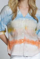 APNY APNY Horizon Haze Ombre Button Up Blouson Sleeve Top