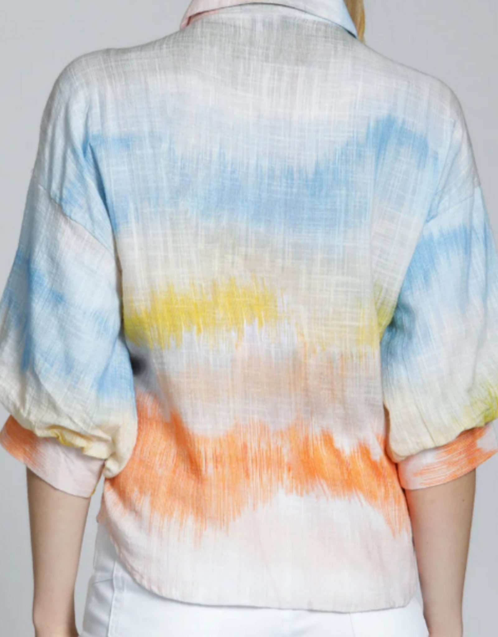 APNY APNY Horizon Haze Ombre Button Up Blouson Sleeve Top