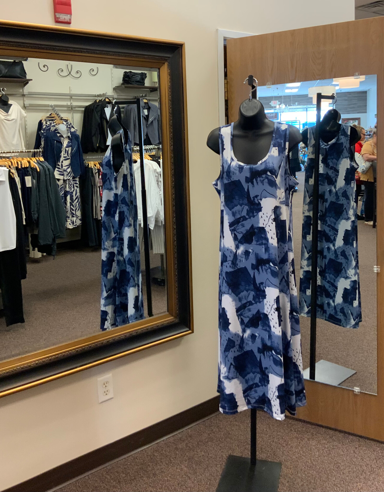 Keren Hart Keren Hart Ice Blue Combo Round Neck  Sleeveless Dress