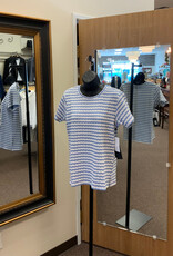 APNY APNY Blue White Stripe Round Neck Short Sleeve  Top