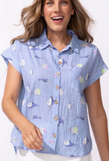 Escape Escape Gone Fishing Chill Short Sleeve Button Up Top