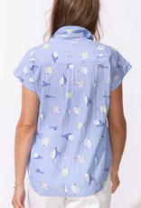 Escape Escape Gone Fishing Chill Short Sleeve Button Up Top