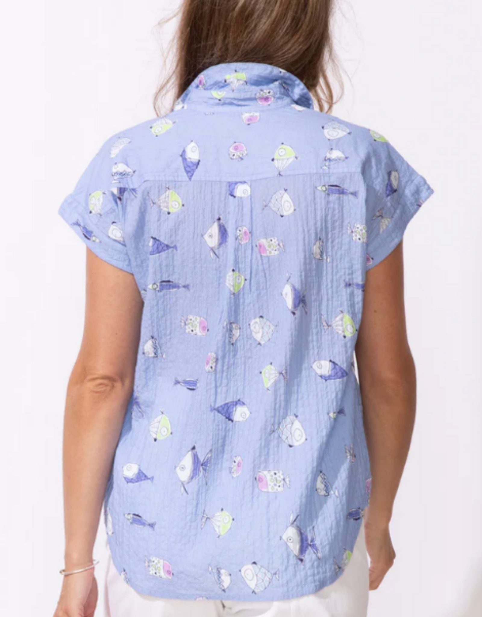 Escape Escape Gone Fishing Chill Short Sleeve Button Up Top