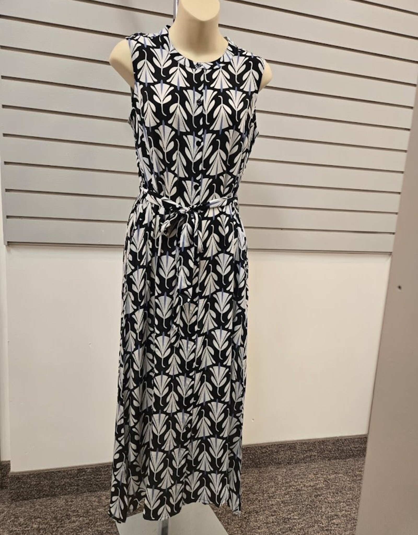 APNY APNY Navy/White Print Button Down Sleeveless Dress