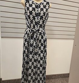 APNY APNY T98P/C-720D/NC Navy/White Print Button Down Sleeveless Dress