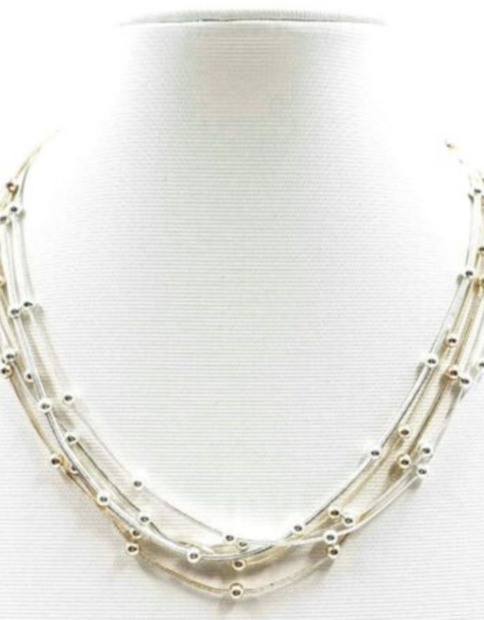 Coronet Coronet 31075 Silver/Gold Multi Layer Chain Necklace w/Magnetic Clasp
