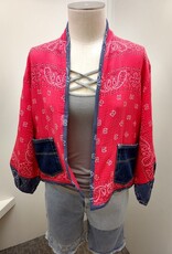 Shannon Passero Shannon Passero 5756 Red/Navy Bandana Mix Open Front Cardigan