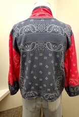 Shannon Passero Shannon Passero 5756 Red/Navy Bandana Mix Open Front Cardigan