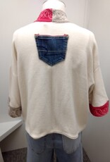 Shannon Passero Shannon Passaro 5771 Cream/Red/Sand Bandana Mix Open Front Cardigan