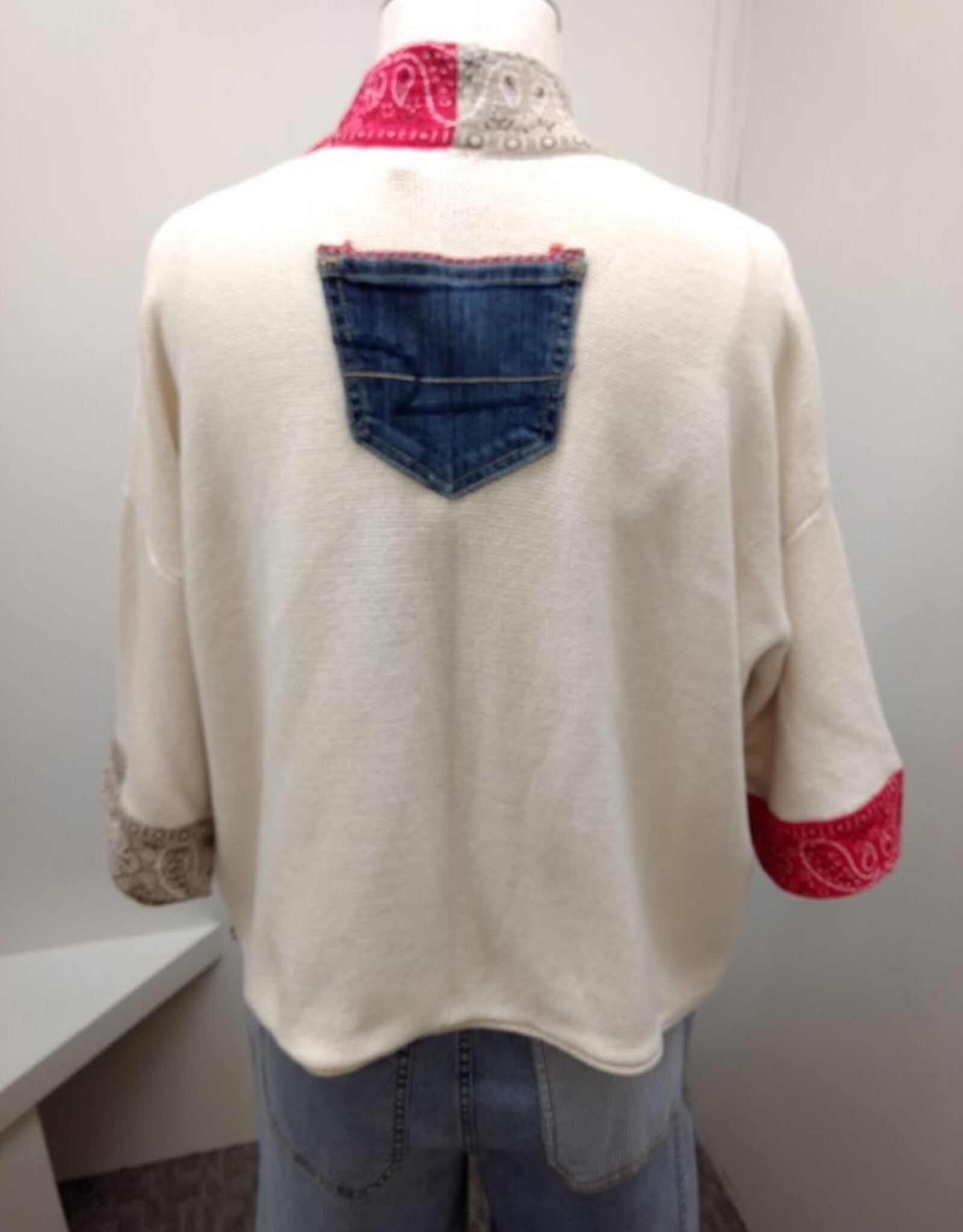 Shannon Passero Shannon Passero Cream/Red/Sand Bandana Mix Open Front Cardigan