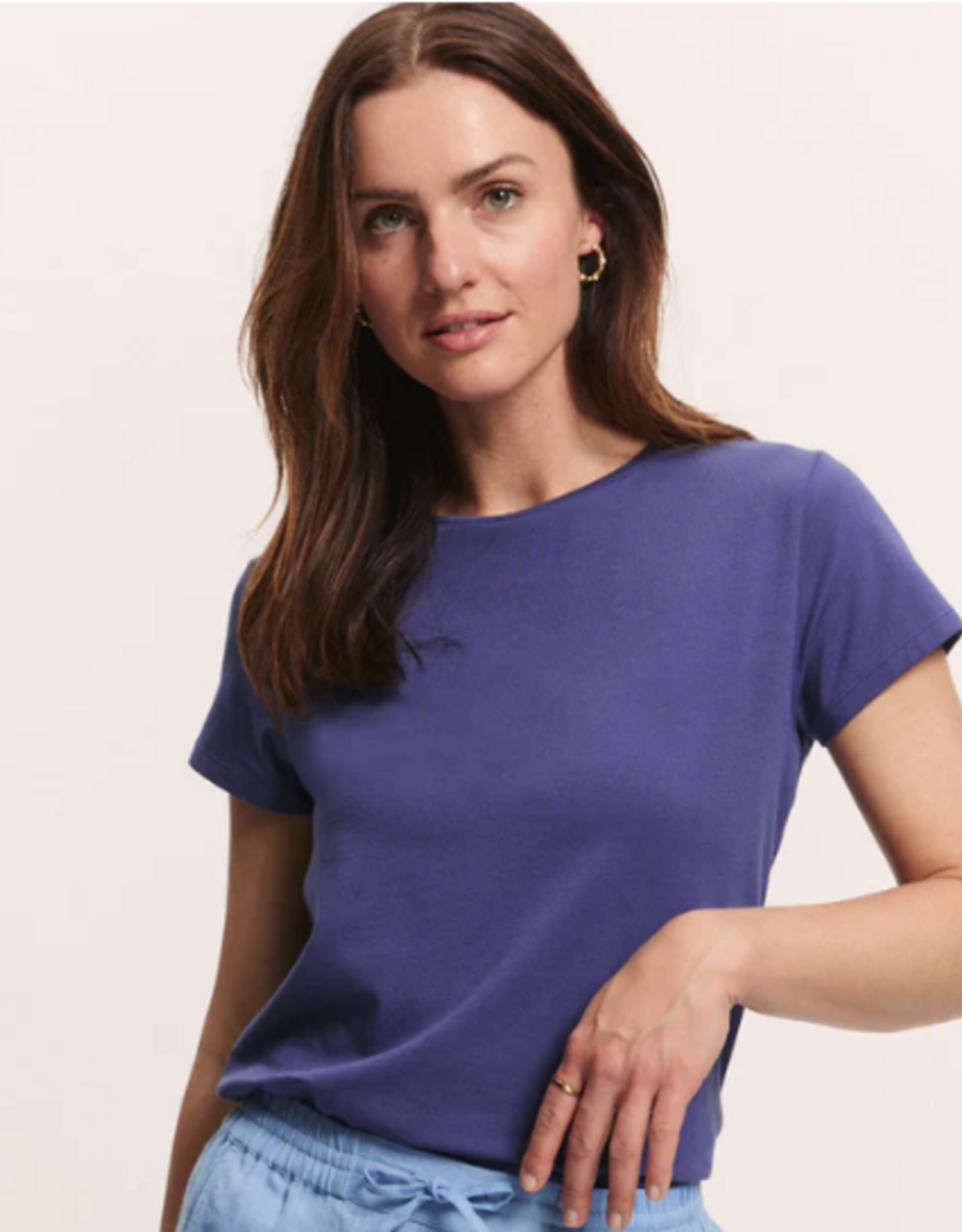 Tranquillo Tranquillo 704013 Indigo Organic Cotton Jersey Shirt IiriisRound Neck Short Sleeve