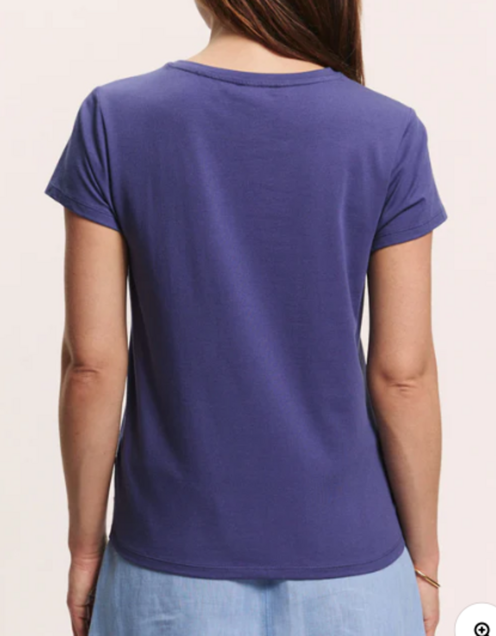 Tranquillo Tranquillo 704013 Indigo Organic Cotton Jersey Shirt IiriisRound Neck Short Sleeve