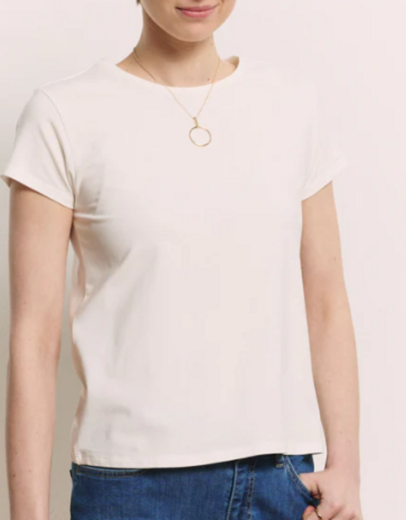 Tranquillo Tranquillo  201024 White Tencel™ Jersey Shirt Manaa Round Neck S/S Top