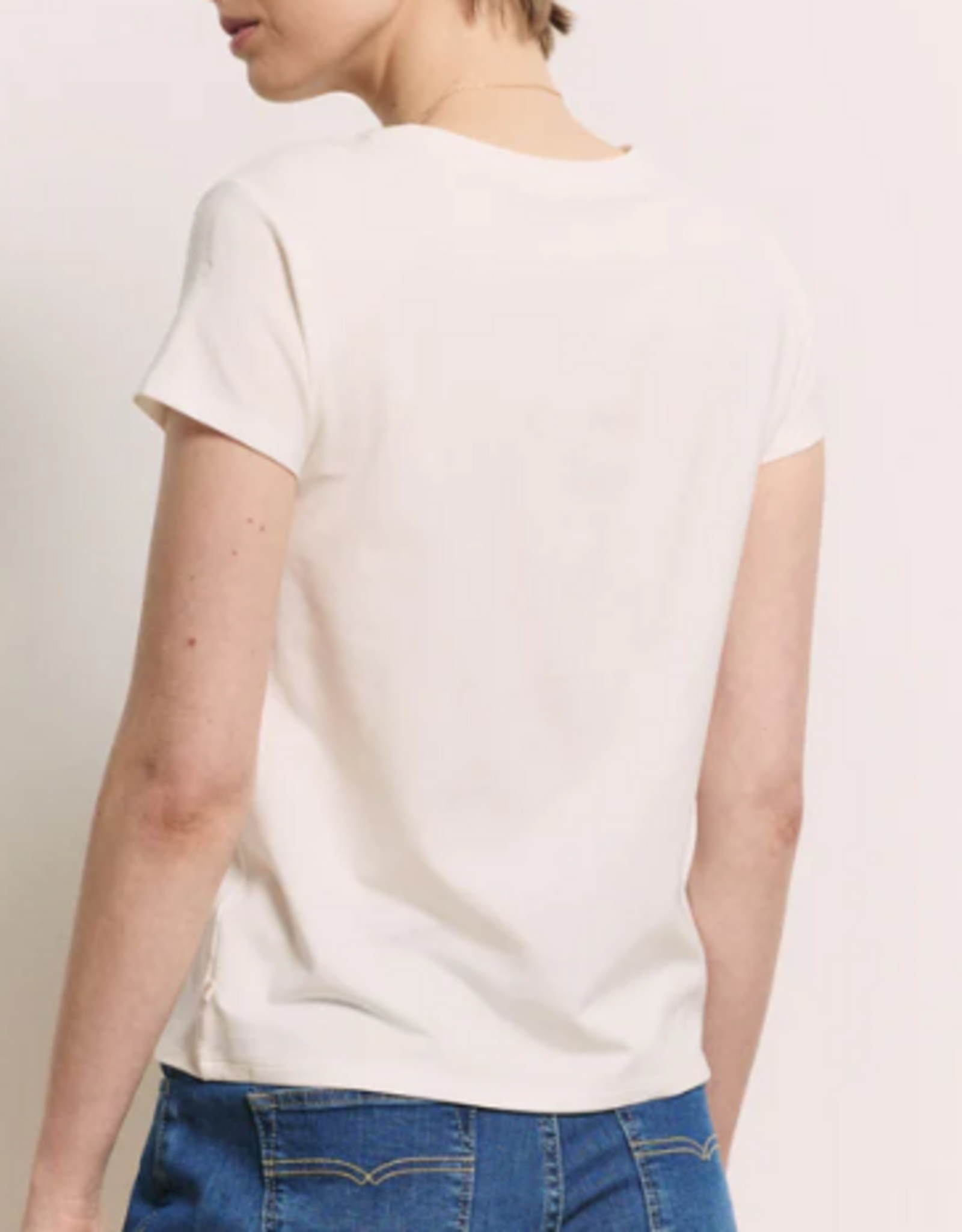 Tranquillo Tranquillo  201024 White Tencel™ Jersey Shirt Manaa Round Neck S/S Top
