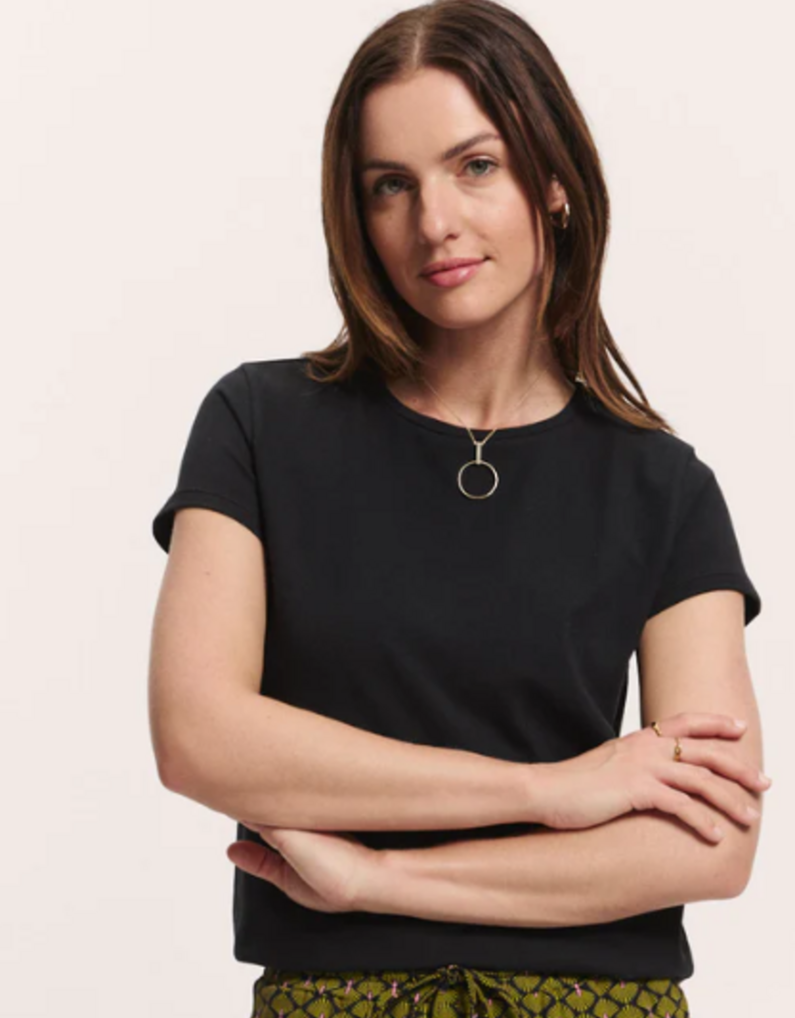 Tranquillo Tranquillo  202004 Black Tencel™ Jersey Shirt Manaa Round Neck S/S Top