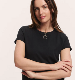 Tranquillo Tranquillo Black Tencel™ Jersey Shirt Manaa Round Neck S/S Top
