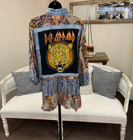 Shannon Passero Shannon Passero  Def Leppard Band Open Front 3/4 Sleeve Kimono