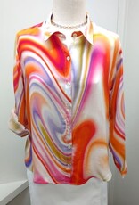APNY APNY Orange Mutli  Button Up Roll Tab Sleeve