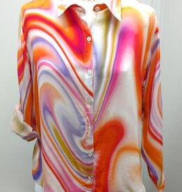 APNY APNY Orange Mutli  Button Up Roll Tab Sleeve