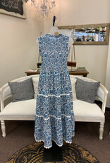 Papillon Papillon Blue Boho Floral Print Tiered Sleeveless Maxi Dress