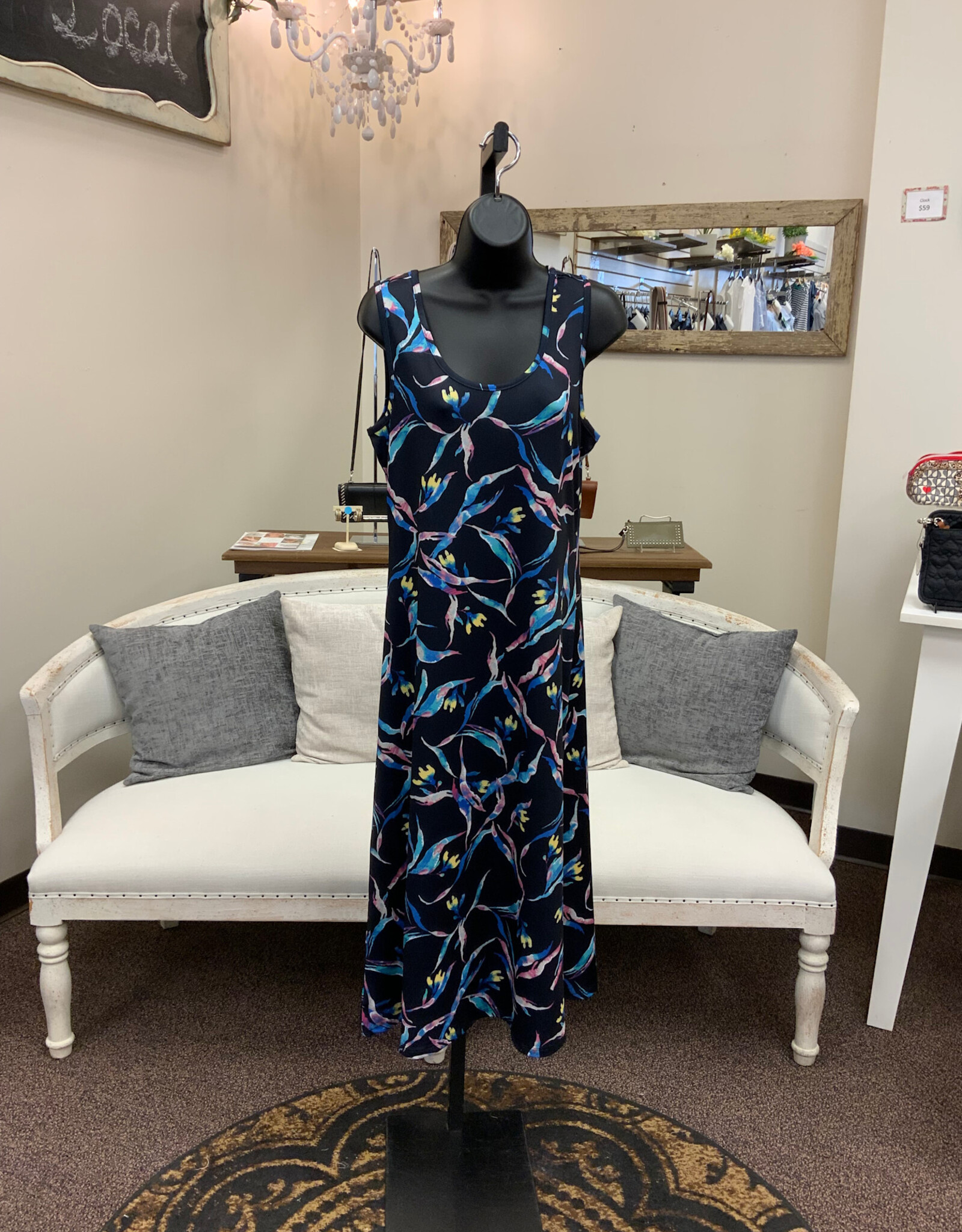 Keren Hart Keren Hart Turquoise Combo Round Neck  Sleeveless Dress