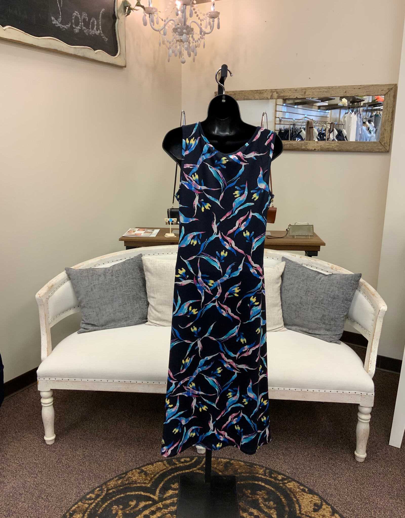 Keren Hart Keren Hart Turquoise Combo Round Neck  Sleeveless Dress