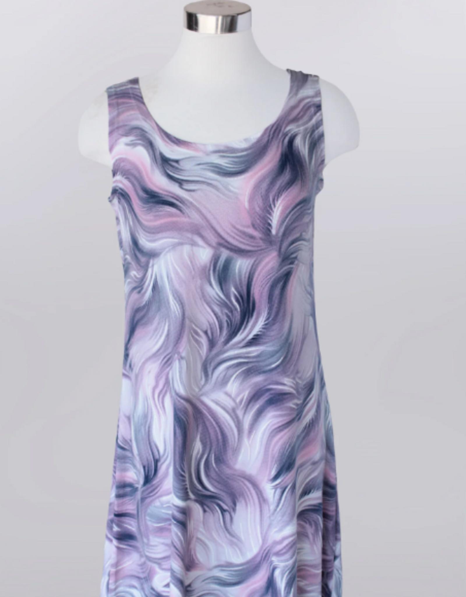 Keren Hart Keren Hart Mauve Grey Print Sleeveless Tank Dress