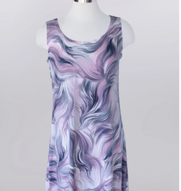 Keren Hart Keren Hart Mauve Grey Print Sleeveless Tank Dress