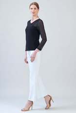 Clara Sun Woo Clara Sun Woo T226M  Black Mesh V-Neck Long Mesh Sleeves Soft Knit Top