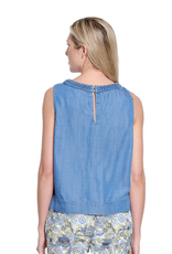 Multiples Tru Luxe T26471BM Denim Braided Neck Trim Sleeveless Top