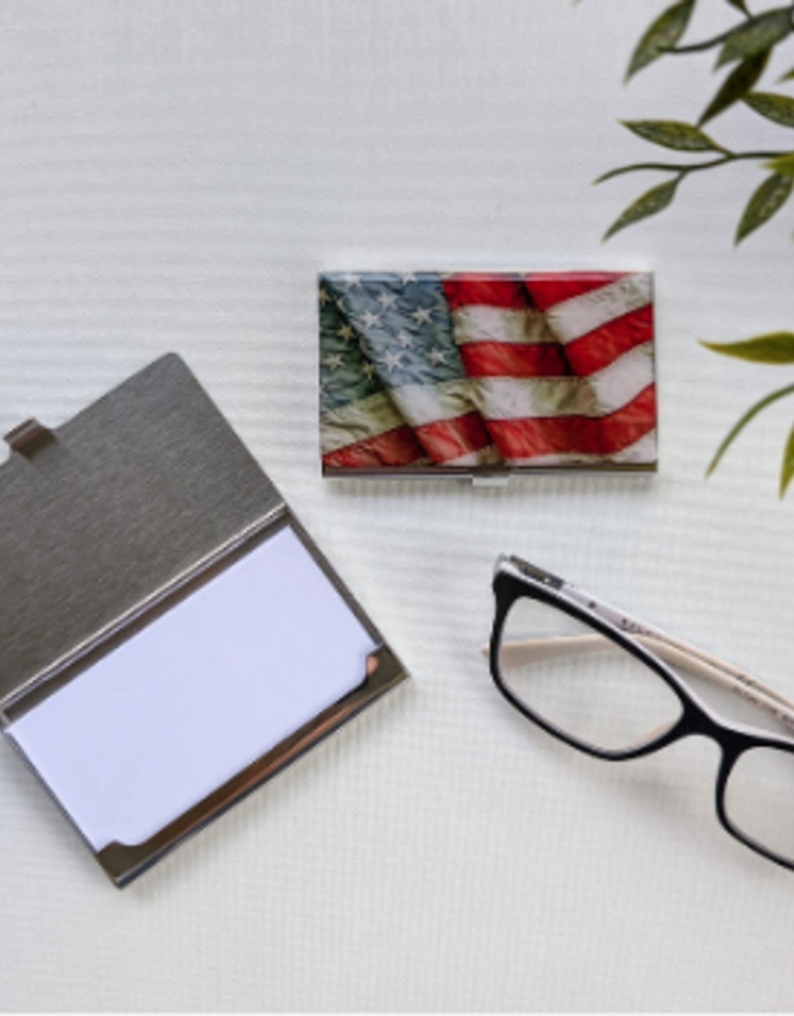 Monarque Monarque American Flag Stainless Steel Card Case