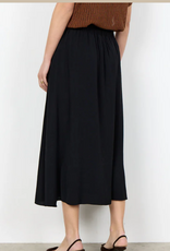 Soya Concept Soya Concept  Black Long Skirt Pull-On Elastic Waist Skirt w/Buttons