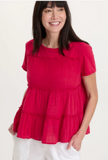 Wearables Wearables San Marzano Pigment Balinda Gauze Round Neck S/S Top