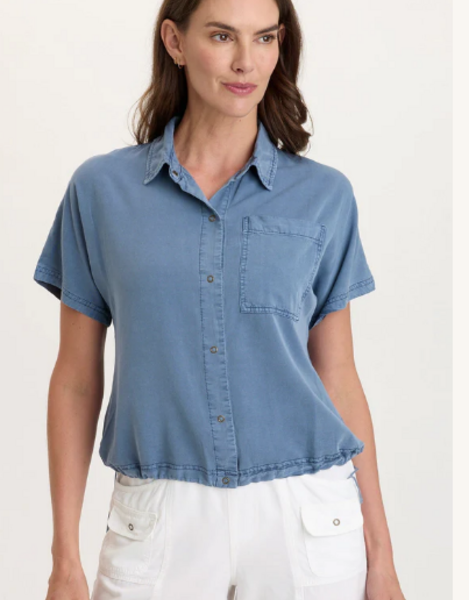 Wearables Wearables Hypnotic Pigment Zane Twill Snap Up S/S Top