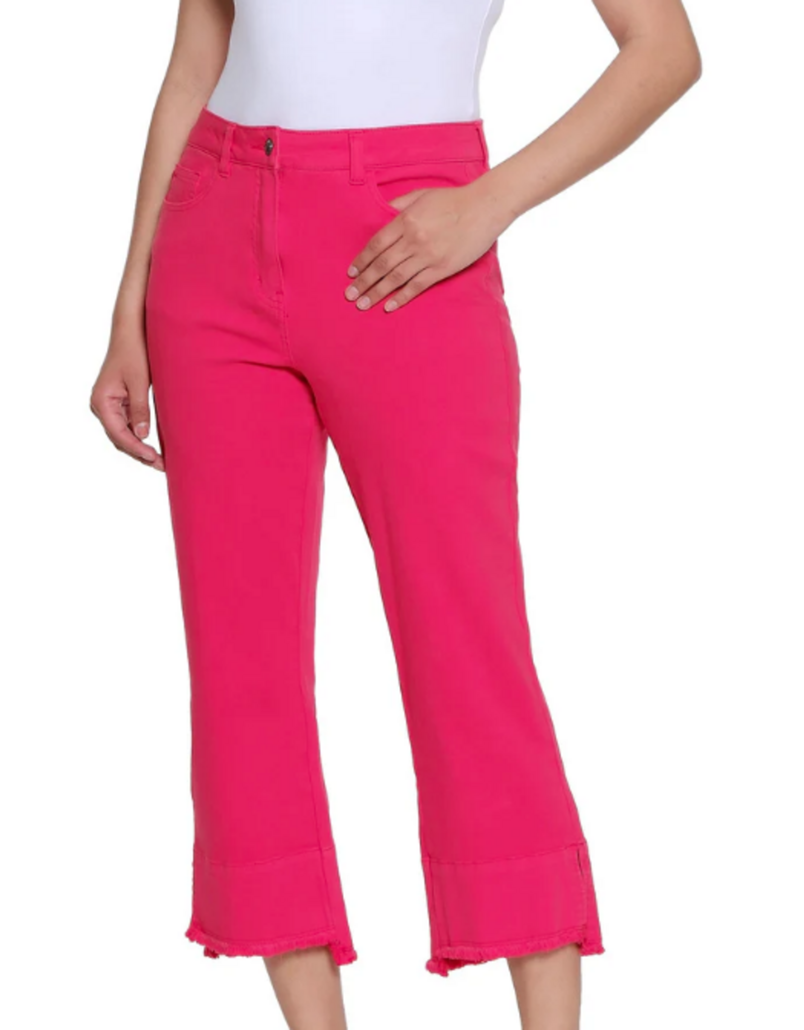 Multiples Multiples M26708PM  Fiery Red -Pocket Hi-Lo Hem Crop Pant