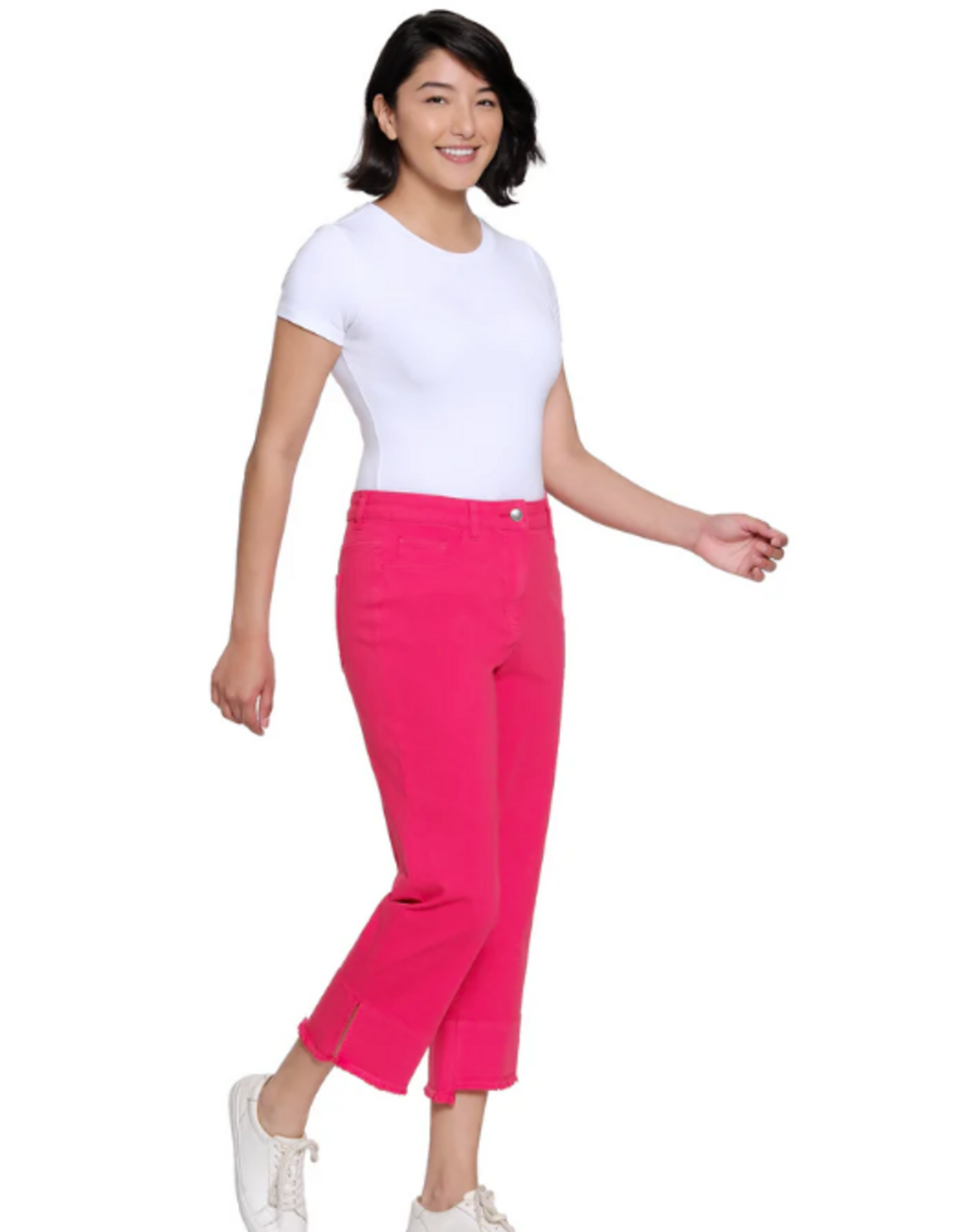 Multiples Multiples M26708PM  Fiery Red -Pocket Hi-Lo Hem Crop Pant