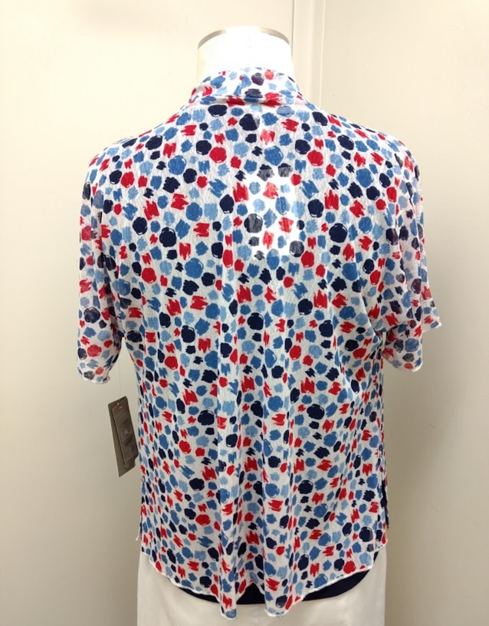 Multiples Multiples M26109JM  Rd/Wt/Bl Open Tie Front Short Sleeve Cardigan