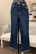 Democracy Democracy Indigo High Rise Cropped Itty Flare Frayed Scallop Hem
