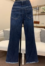 Democracy Democracy Indigo High Rise Cropped Itty Flare Frayed Scallop Hem