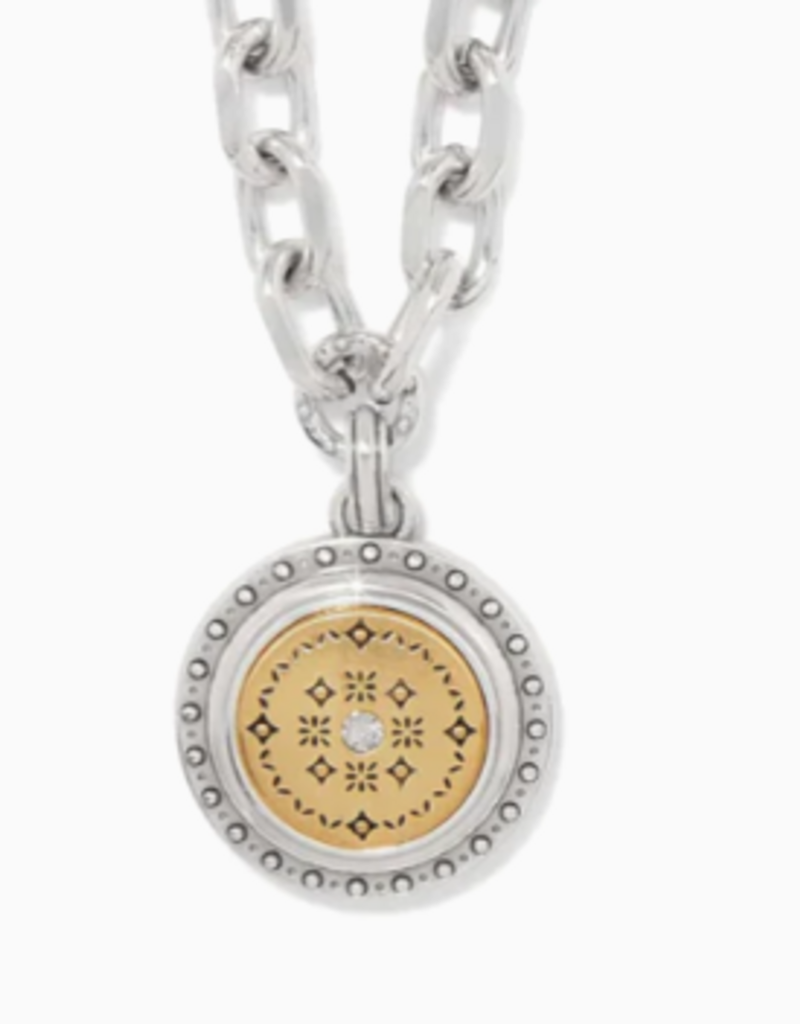 Brighton Brighton JM7713 Mosiac Round 2 Tone Pendant Necklace