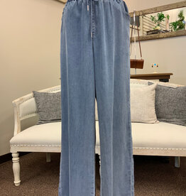 Papillon Papillon Light Denim Linen Blend Pull On Pant