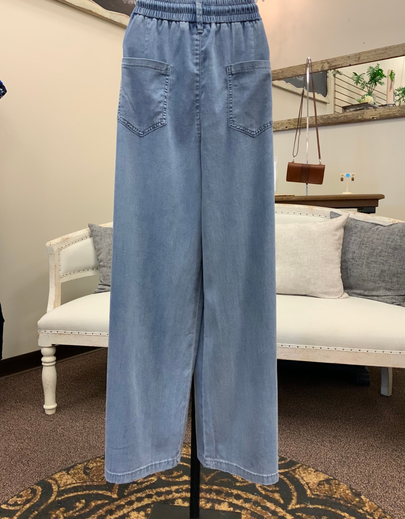 Papillon Papillon Light Denim Linen Blend Pull On Pant