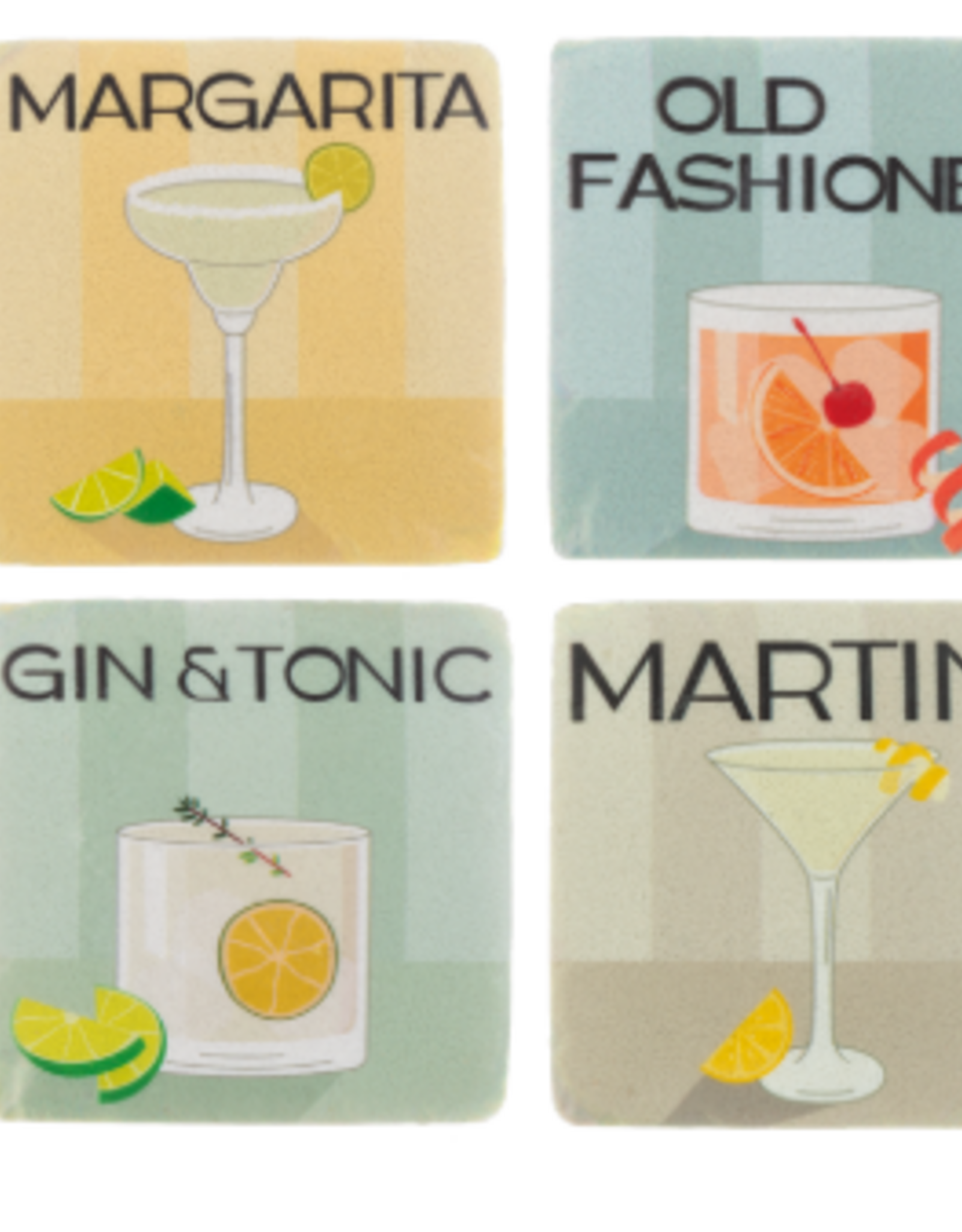 Ganz Cocktail Coasters  OLD FASHIONED  Set of 4