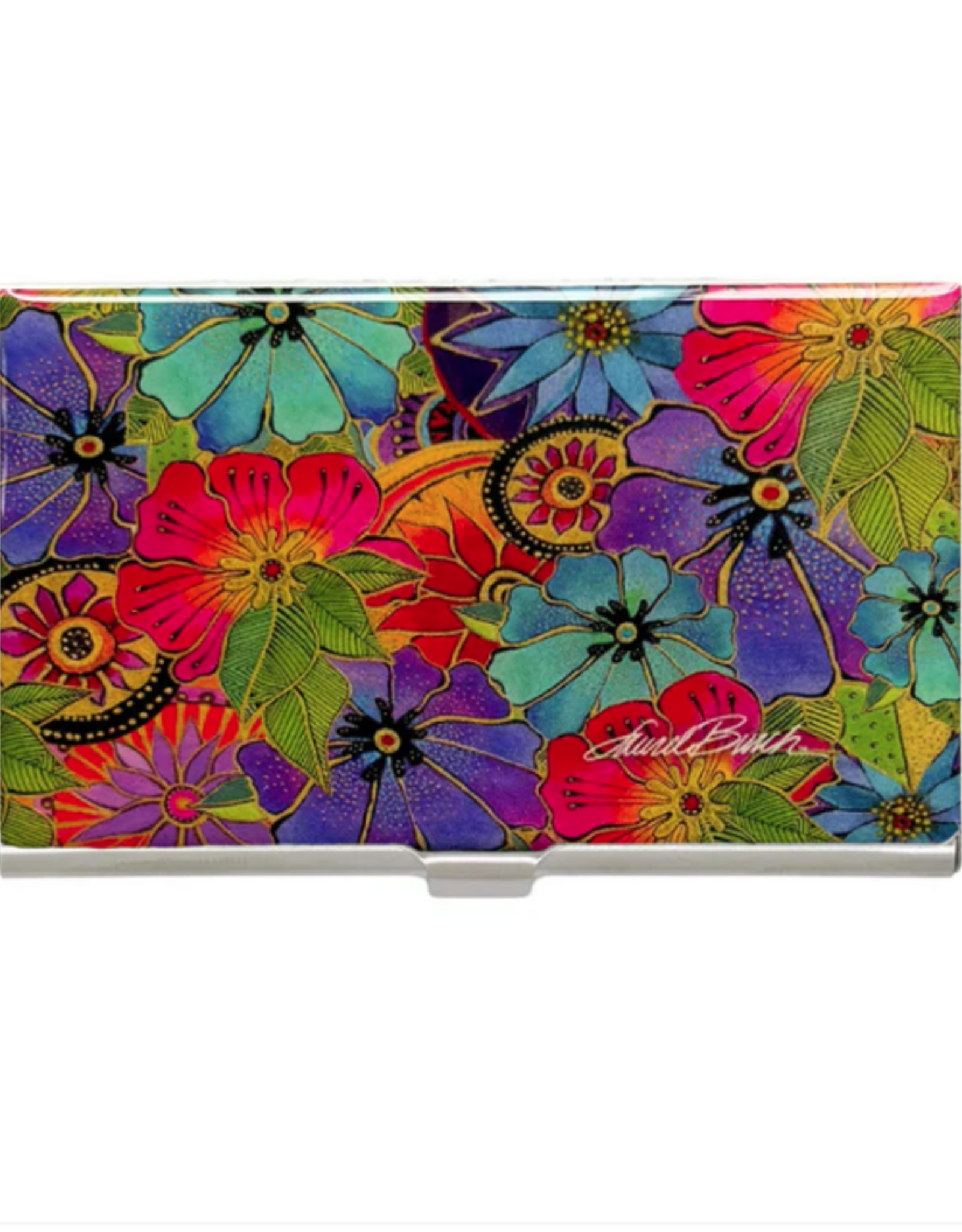 Monarque Monarque Monet Blossoming Floral Stainless Steel Card Case