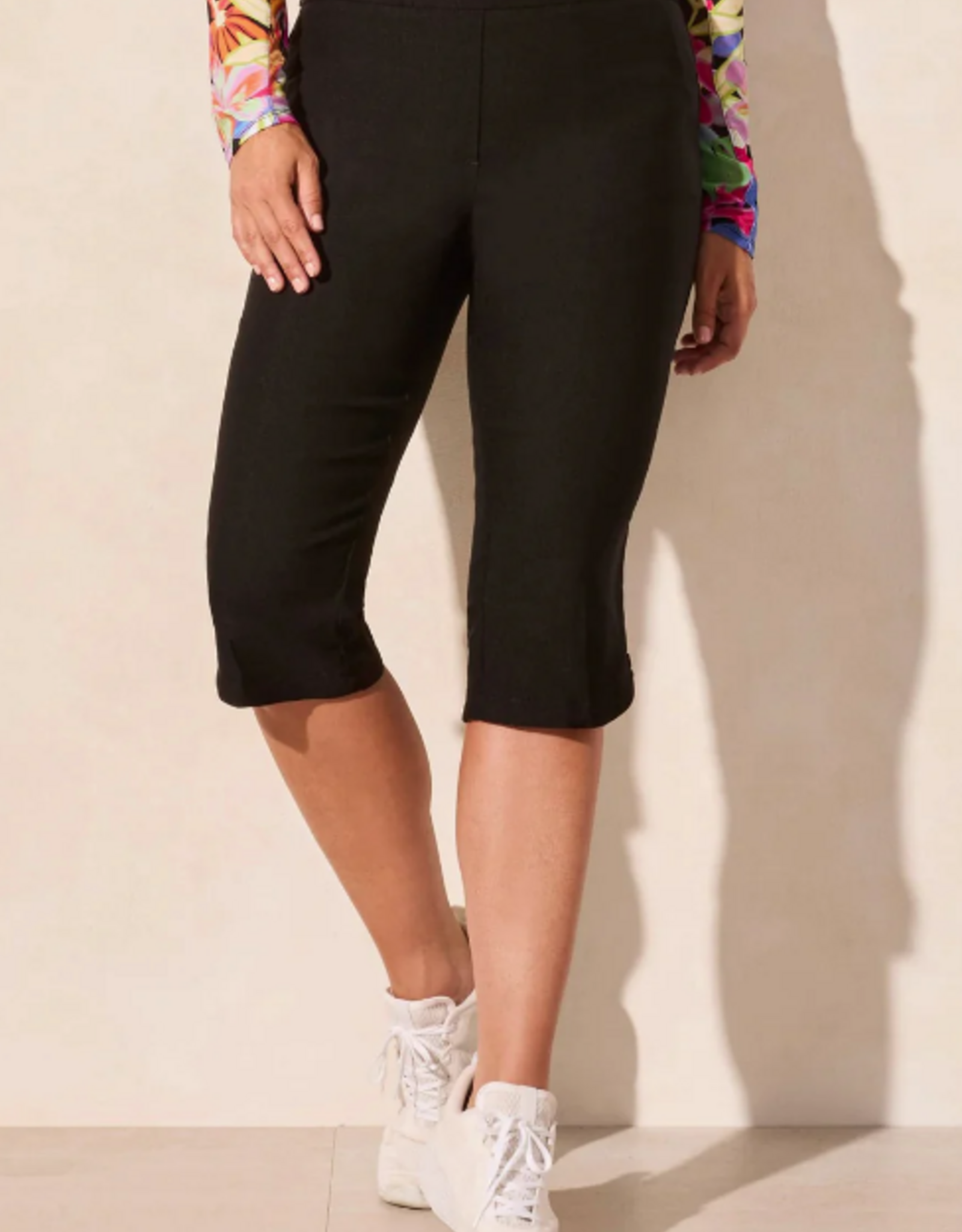 Tribal Tribal Black Flatten It Pull On Capri W/Zip Pockets
