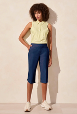 Tribal Tribal Jet Blue Flatten It Pull On Capri W/Zip Pockets
