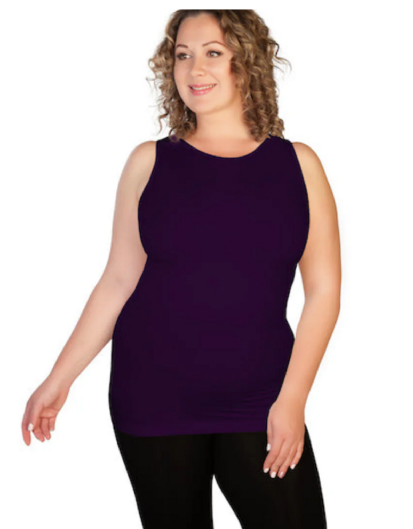 skinnytees skinnytees EggPlant High Neck Tank Plus