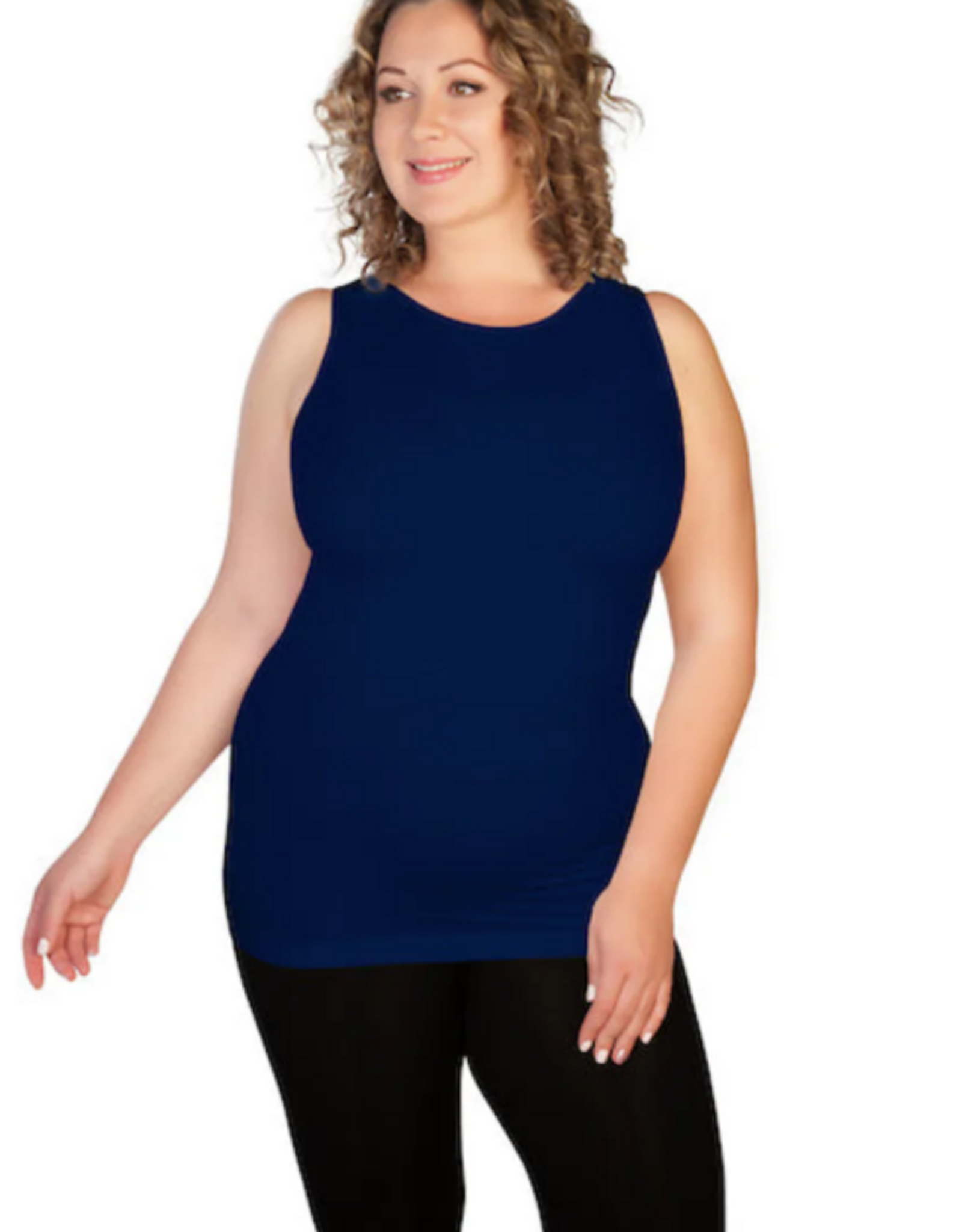 skinnytees skinnytees Navy High Neck Tank Plus