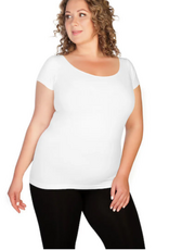 skinnytees skinnytees  White Short Sleeve Crew Plus OS