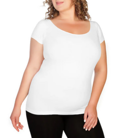 skinnytees skinnytees  White Short Sleeve Crew Plus OS